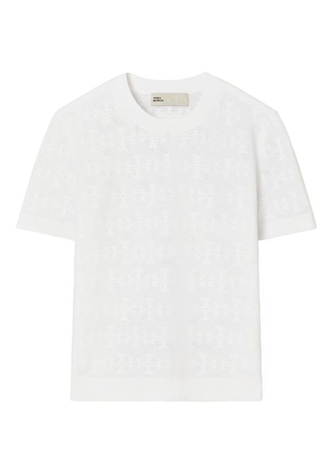 t-shirt jacquard in bianco tory burch - donna TORY BURCH | 168853100